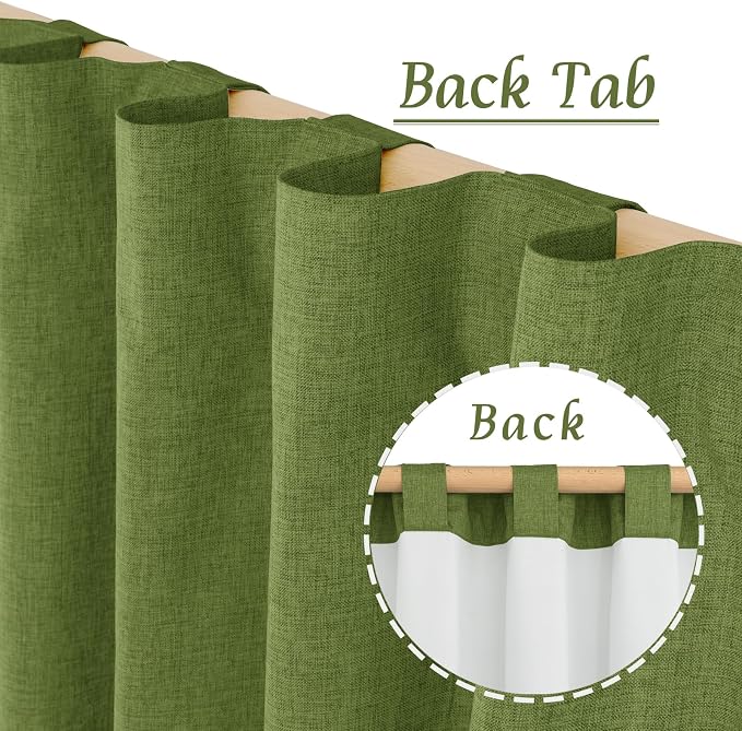 Sage Green 100% Blackout Linen Curtains 84 Inch - Image 3