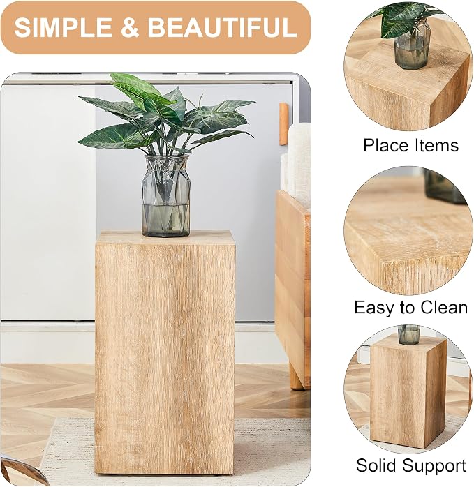 Rustic Natural Rectangular End Coffee Table, Modern Elegant Bedside Nightstand - Image 5