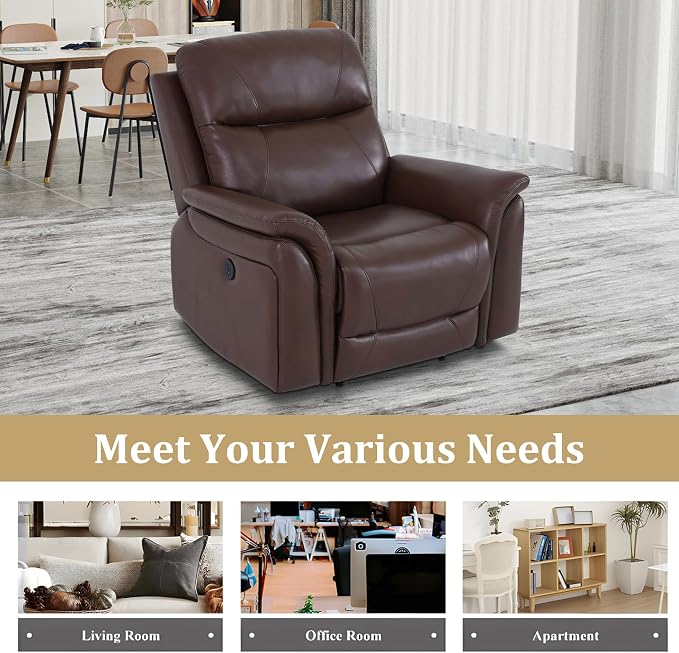 Breathable Leather Power Recliner Sofa Set, 3 Piece Living Room Furniture Set - Image 6