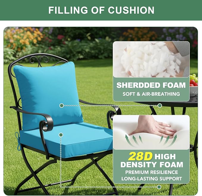 Summsun Outdoor Chair Cushions Set of 4, Waterproof Backrest and Seat Cushion - Image 4