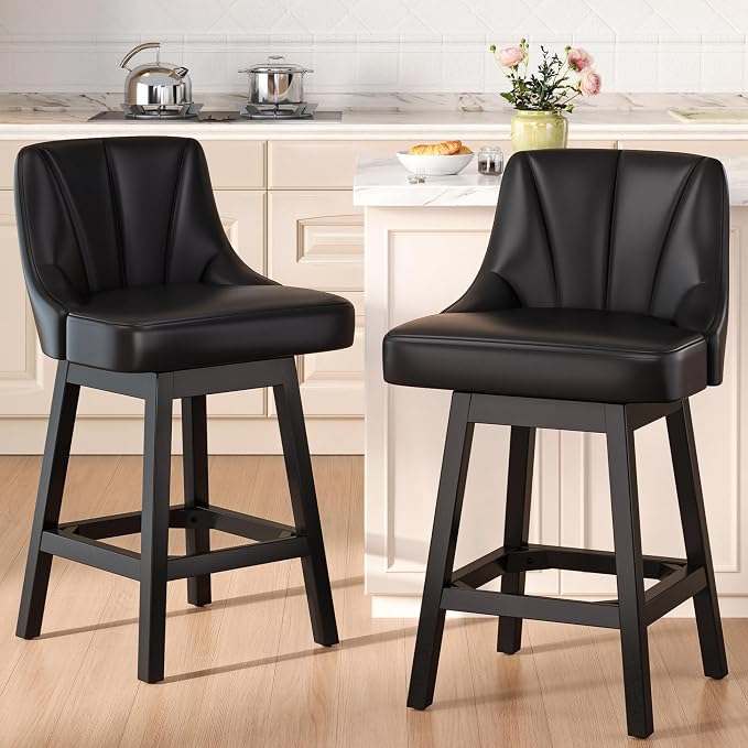 YaFiti Swivel Bar Stools Set of 2, 26 Inch Counter Height Bar Stools by YaFiti