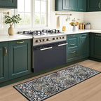 PLHXFR 2x5 Washable Runner Rug：Floral Indoor Kitchen Carpet Dark Black | - Image 5