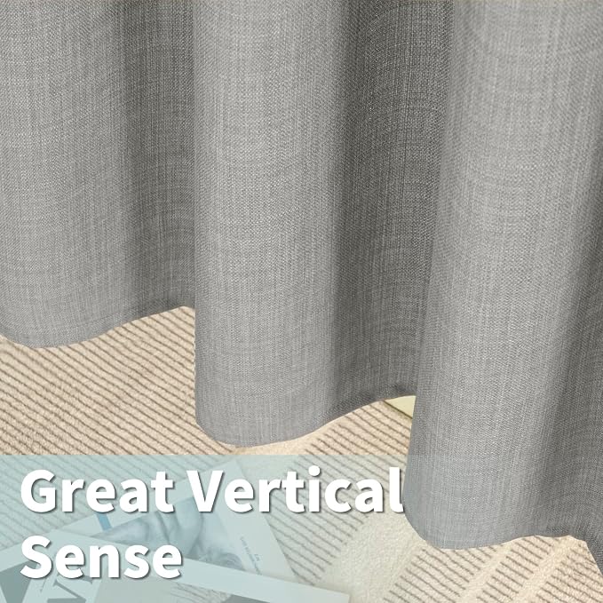 Grey Semi Sheer Linen Curtains 90 Inch Long - Image 6
