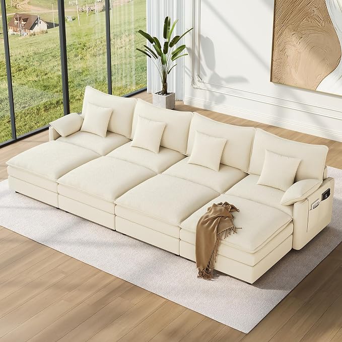 Vesgantti 142" Oversized Sectional Sofa Bed, 8-Seater Modular Sleeper Cloud by Vesgantti