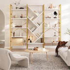 INNOD 70x70” Triple 5 Tier Book Shelf, Large Wooden Bookcase - Image 3