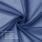 Royal Blue Sheer Curtains 63 Inch Length 2 Panels Set, Voile Solid Window - Image 3