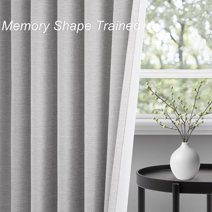 Topfinel Grey Beige Linen Blackout Curtains 84 Inch Long - Image 4
