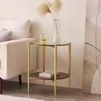 LumFurn Round Glass End Table, Mid-Century Modern Design Sofa Table - Image 4