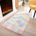 Noahas 2x4 Rainbow Fluffy Soft Runner Rug Non-Slip by ModernHomeDecor
