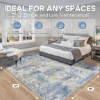 Aelenmu 9x12 Area Rugs for Living Room Bedroom Dining Room Washable Blue | Soft - Image 2