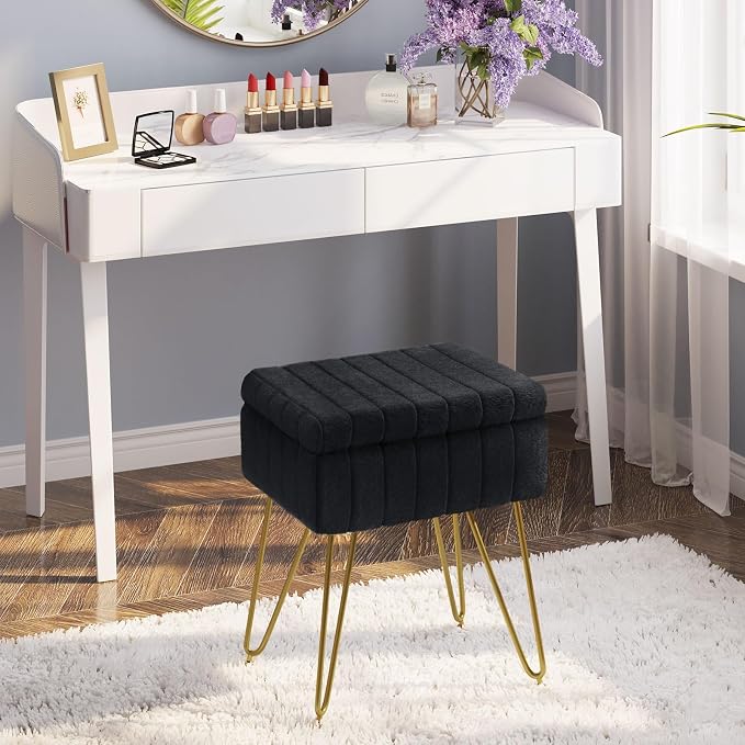 Greenstell Vanity Stool Chair Faux Fur - Image 2