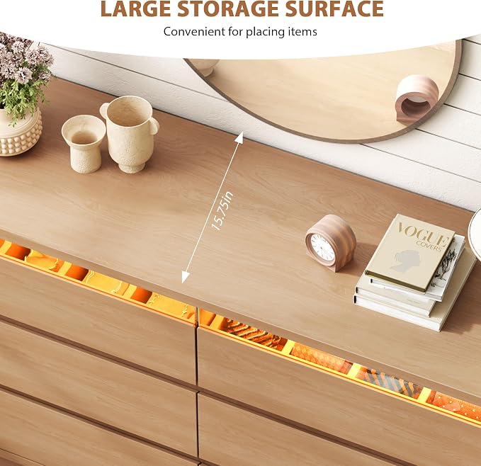Jocoevol Modern LED 6 Drawer Dresser - Image 7