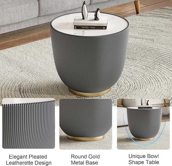 SSLine Bowl-Shape Small Coffee Table Modern Sintered Stone Top Coffee Table in - Image 7