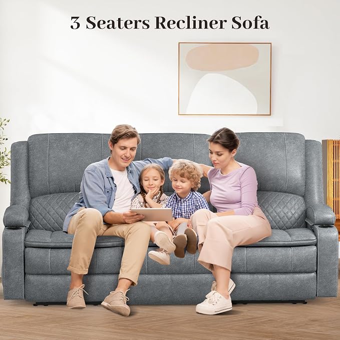 Yolsali Recliner Sofa, 3 Seater Manual Reclining Sofa - Image 8