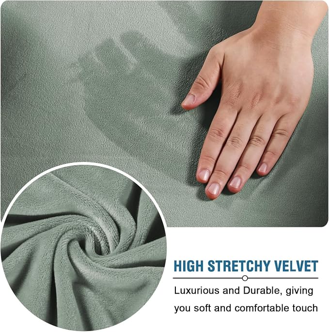 H.VERSAILTEX High Stretch Sofa Slipcover 4 Piece Cover Velvet Furniture - Image 5