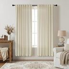 Pitalk Birch Beige Semi Sheer Linen Window Curtains 63 Inch Length 2 Panels by Pitalk