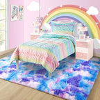 3x5 Tie-Dyed Blue Purple Pink Fluffy Area Rug Non-Slip - Image 2