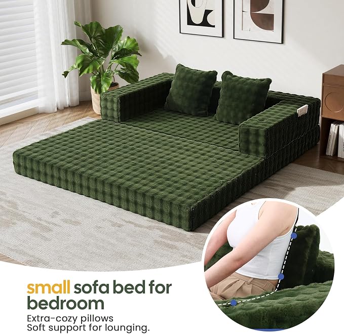 COMAX Futon Sofa Bed, 4‑in‑1 Convertible Sofa Bed, Folding Boneless Couches - Image 4