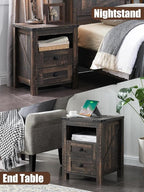T4TREAM Farmhouse Nightstand Set of 2, Rustic End Table - Image 7