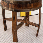 Farmhouse Whiskey Barrel End Table, Round Wood Barrel Side Table, Rusitc Wine - Image 5