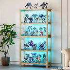 Vlsrka Wooden Bookshelf with Lights, 5 Tier Bookshelf with Storage, Tall - Image 7