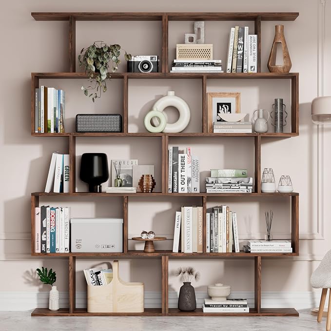 Cozy Castle Set of 2 Geometric Bookcase, S-Shaped Modern Bookshelf, Room - Image 3