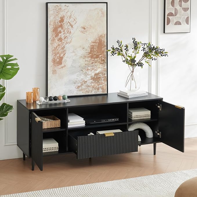 Okvnbjk Black TV Stand for 65 Inch TV, TV Consoles for Living Room, TV Stand - Image 2