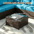 MOCHITO 7 Pieces Outdoor Patio Furniture Sets, All-Weather Sectional Sofa Dark - Image 2