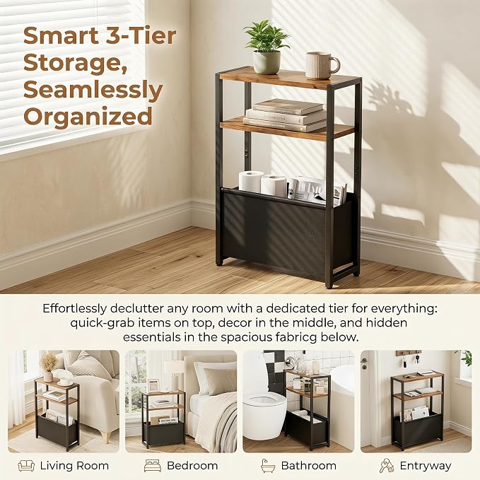 Leomonio Narrow Side Table, Slim End Tables - Image 4
