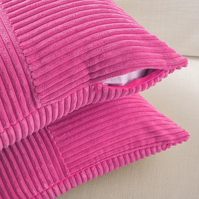 Fancy Homi 2 Packs Hot Pink Decorative Throw Pillow Covers 20x20 Inch - Image 4