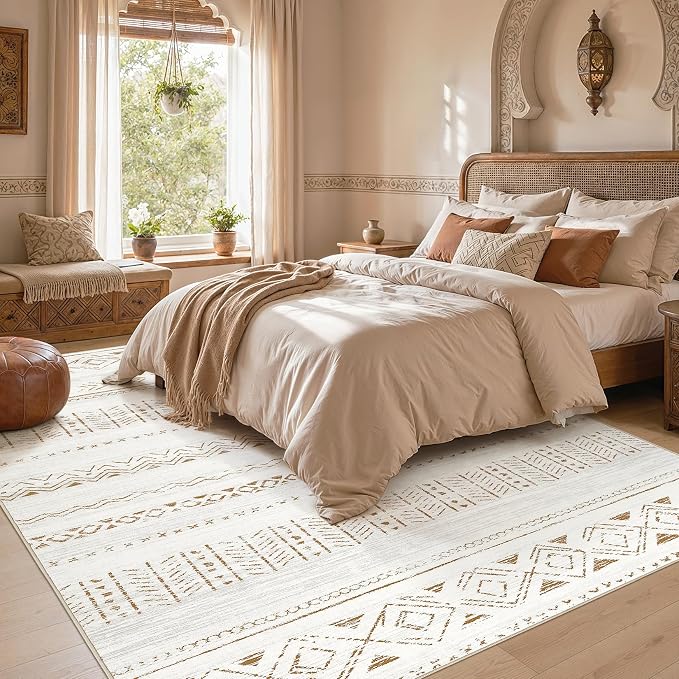 cotiled Boho 8x10 Area Rugs for Living Room: Large Moroccan Washable Rug | - Image 6