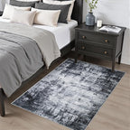 Area Rug Living Room: 3x5 Modern Washable Soft Carpet Dark Black | - Image 2