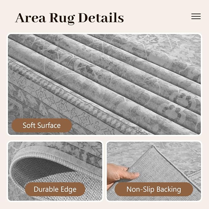 6x9 Ft Large Area Rugs for Living Room, Soft Non-Slip Machine Washable Rug - Image 6