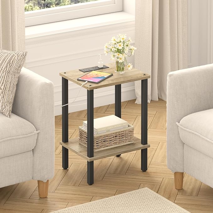 TUTOTAK End Table with Charging Station, Small Side Table, Nightstand Bedside - Image 5