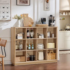 Joaxswe 12 Cube Storage Organizer, Wood Floor Standing 3-Tier Cubby Bookcase - Image 9