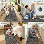 HEBE Hallway Runner Rug 2'x8', Washable Non Slip Kitchen Rug Runner | Soft Boho - Image 6