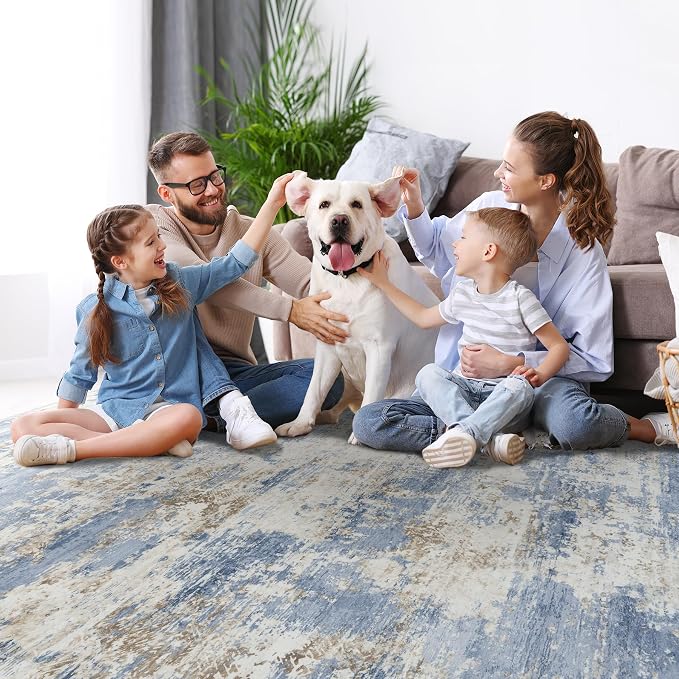 Aelenmu 8x10 Area Rugs for Living Room Bedroom Dining Room Washable Blue | Soft - Image 8