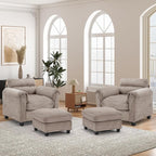 HAOMARKETS Corduroy 4-Piece Sofa Set, Upholstered Ottoman Set of 2 and Accent - Image 6
