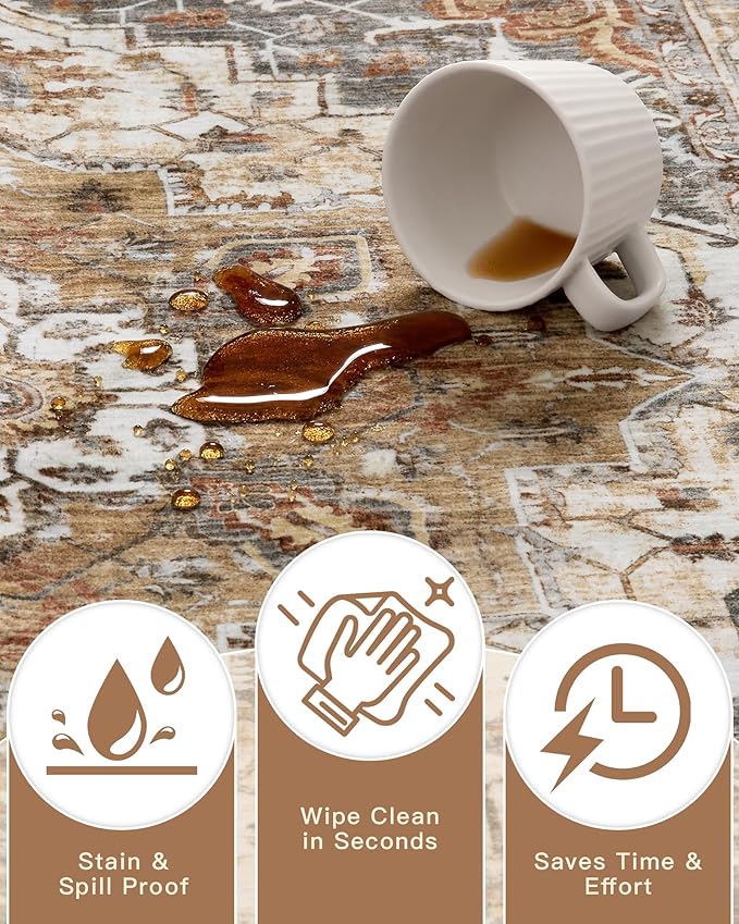 Madane Washable Area Rug 2x3 Small Entryway Rugs Non-Slip, Turmeric/Grey | - Image 7