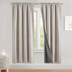 NICETOWN 100% Black Out Curtains 72 inch Long Linen Textured Set of 2 | Classic - Image 2