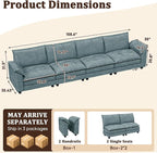 JUMMICO 159" Modular Sectional Chenille Couches Linear Sofa - Image 2