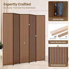 5 Panel Room Divider and Extra Wide Folding Privacy Screen, Bamboo Room Divider - Image 4