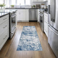 2x6 Washable Runner Rug：Modern Abstract Kitchen Soft Carpet Blue | by FXRHLP