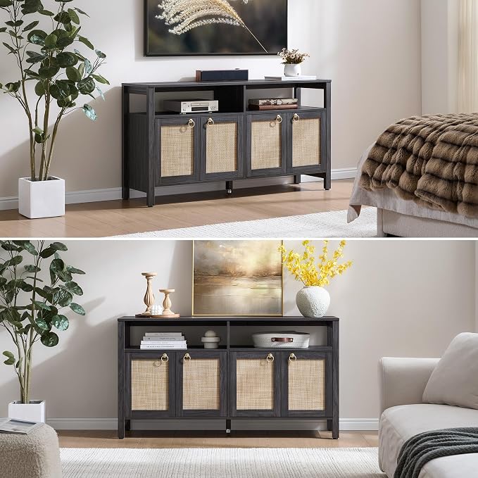 SICOTAS Rattan TV Stand for Television up to 120 Inch - Image 6
