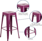 Flash Furniture Commercial Grade 30" High Backless Purple Indoor-Outdoor - Image 5