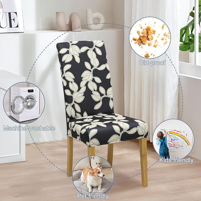 BIETYONE Stretch Dining Chair Covers Set of 4, Soft Removable Washable Kitchen - Image 6