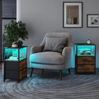 TUTOTAK LED End Table with Charging Station, Night Stand, Side Table with 2 USB - Image 2