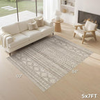 cotiled Boho 5x7 Area Rugs for Living Room: Soft Moroccan Washable Rug | Solve - Image 2