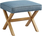 Amazon Brand – Rivet Mid-Century Modern X Stool Ottoman Chair, Indigo by AmazonBasics