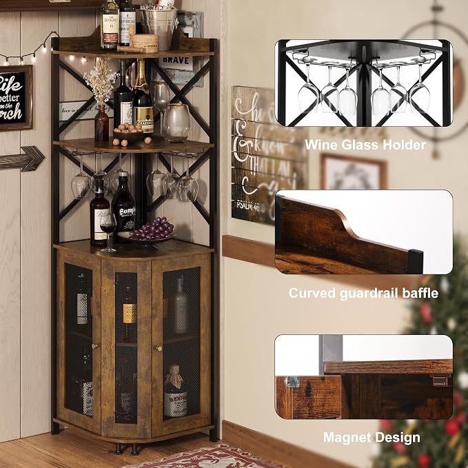 JKsmart Corner Bar Cabinet - Image 5